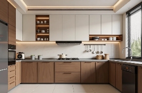 现代简约家居设计:米色系客厅厨房卧室一体化装修方案(图3) 2025年顶流装修风格——中古风杀疯了!