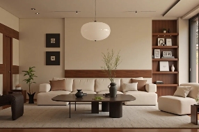 现代简约家居设计:米色系客厅厨房卧室一体化装修方案(图2) 2025年顶流装修风格——中古风杀疯了!