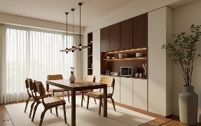 现代简约家居设计:米色系客厅厨房卧室一体化装修方案(图4) 2025年顶流装修风格——中古风杀疯了!